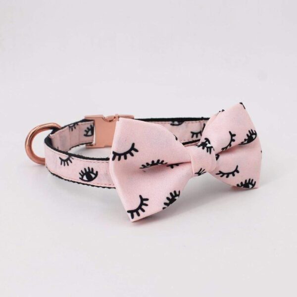 Frenchie World Shop Pink Collar, Leash & Bow Tie Set