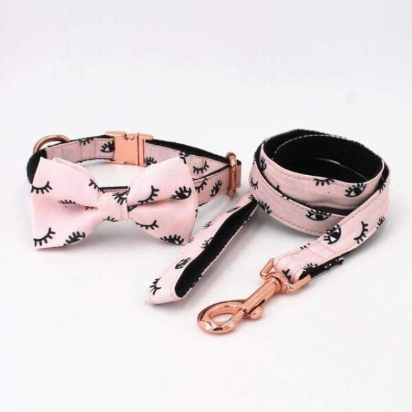 Frenchie World Shop collar bow leash / XS(15-25cm Length) Pink Collar, Leash & Bow Tie Set