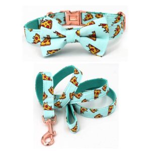 Frenchie World Shop Pizza Collar, Leash & Bow Tie Set