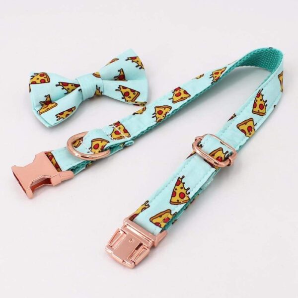 Frenchie World Shop Pizza Collar, Leash & Bow Tie Set