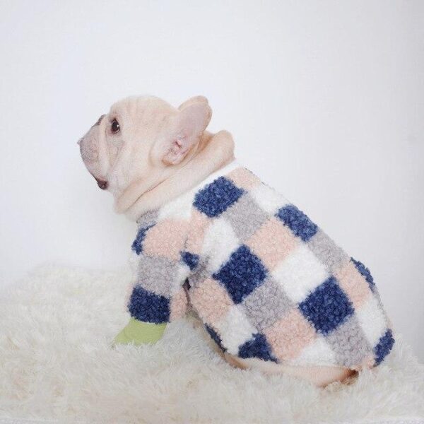Frenchie World Shop Blue / M Plaid & Fuzzy French Bulldog Sweater