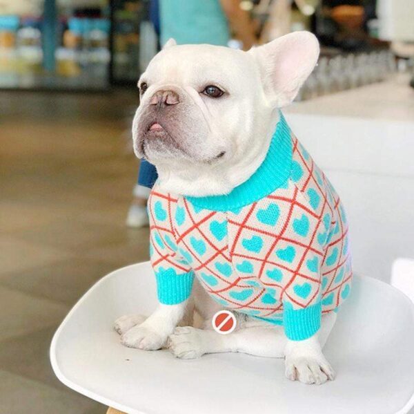 Frenchie World Shop sweater Plaid Hearts French Bulldog Sweater