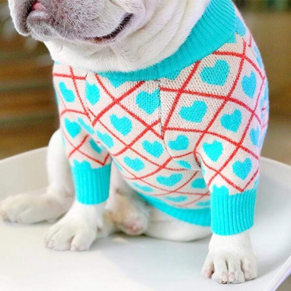 Frenchie World Shop sweater Plaid Hearts French Bulldog Sweater