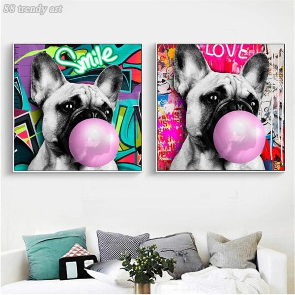 Frenchie World Shop Pop Art French Bulldog Canvas Painting