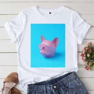 Printify T-Shirt White / L Pop Art Frenchie Women's Fashion Tee