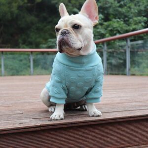 Frenchie World Shop Blue / S Quilted Cotton Turtleneck Top