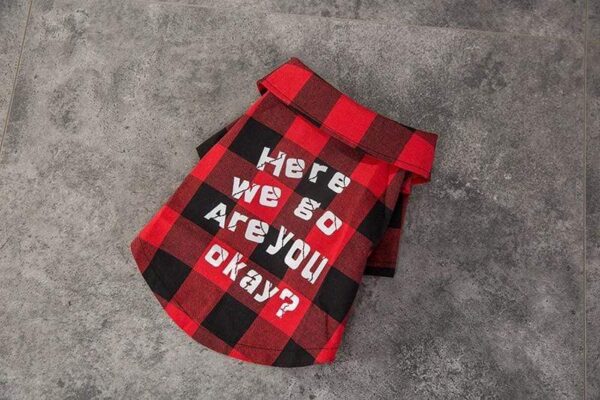 Frenchie World Shop R U OK Plaid Flannel Dog Shirt