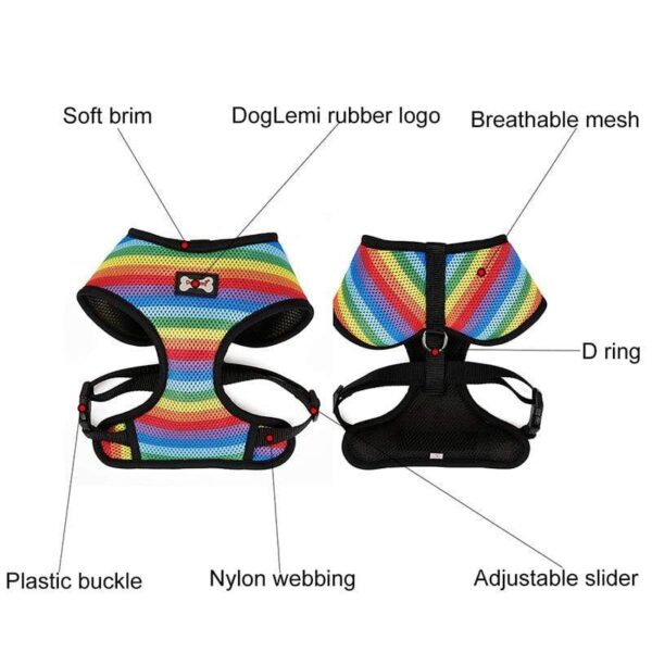 Frenchie World Shop Rainbow Mesh French Bulldog Harness