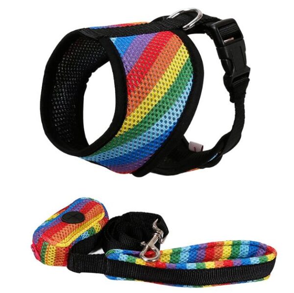 Frenchie World Shop rainbow color / L Rainbow Mesh French Bulldog Harness