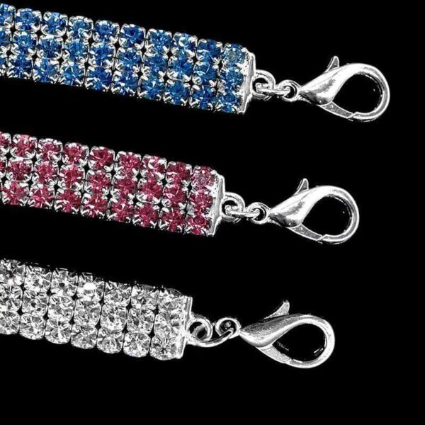 Frenchie World Shop Rhinestone Dog Collar With Crystal Bone Pendant