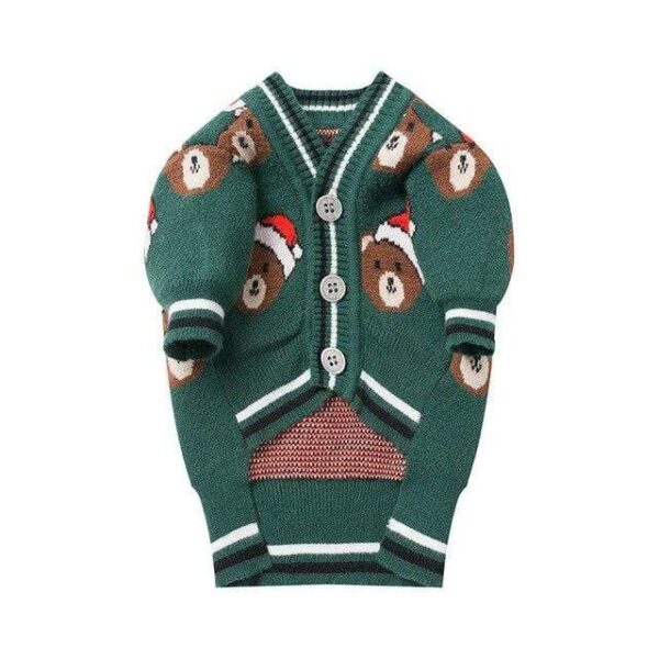 Frenchie World Shop sweater Green / XL Santa Bear French Bulldog Cardigan