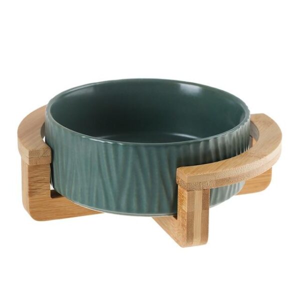 Frenchie World Shop green / L / CHINA Scandinavian Wooden Stand French Bulldog Bowl