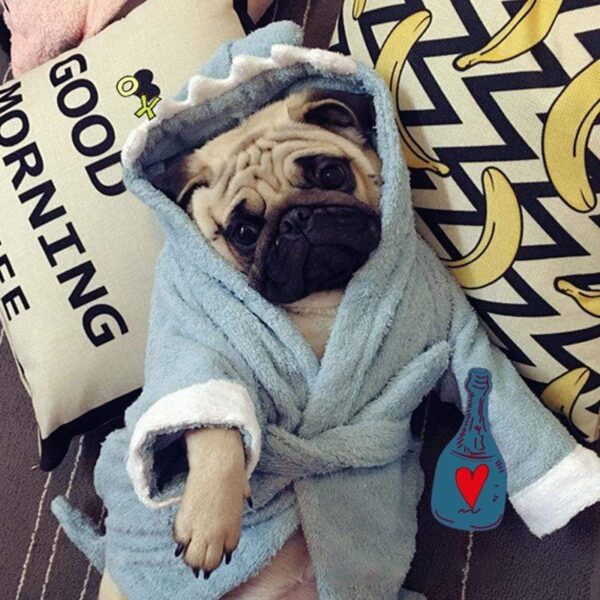 Frenchie World Shop Shark Terry Cloth Bathrobe