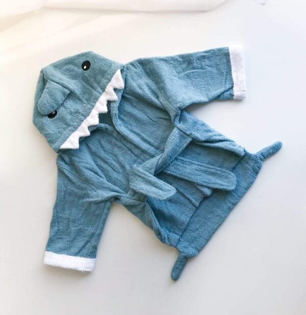 Frenchie World Shop blue shark / One size Shark Terry Cloth Bathrobe