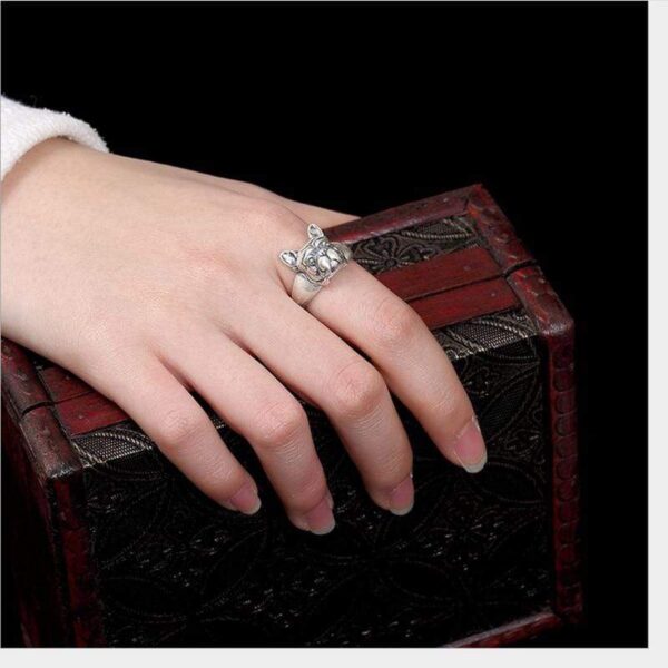 Frenchie World Shop Silver Handmade French Bulldog Ring