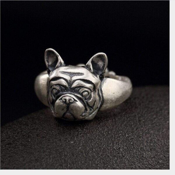 Frenchie World Shop Silver Handmade French Bulldog Ring