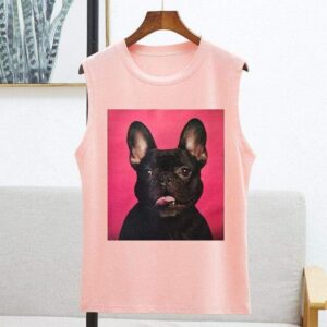 Frenchie World Shop Baby pink / XXL Sleeveless French Bulldog T-shirt