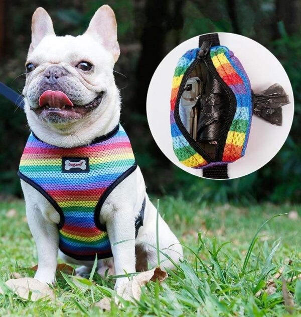 Frenchie World Shop Soft Breathable Rainbow French Bulldog Harness