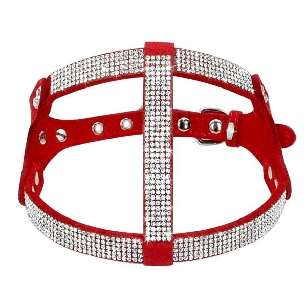 Frenchie World Shop Dog Accessories Soft Suede Leather Rhinestone Harness