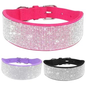 Frenchie World Shop Soft Suede Rhinestone French Bulldog Collar