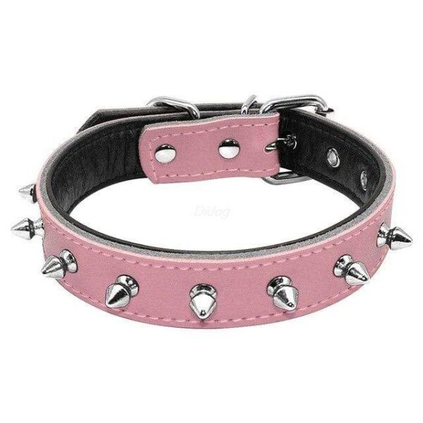 Frenchie World Shop Pink / L Spiked Leather French Bulldog Collar