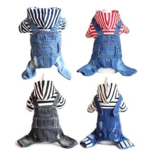 Frenchie World Shop Dog Clothing Spring striped / plaid jumpsuit