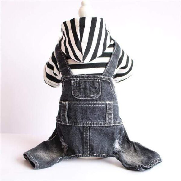 Frenchie World Shop Dog Clothing black stripe b / XL Spring striped / plaid jumpsuit