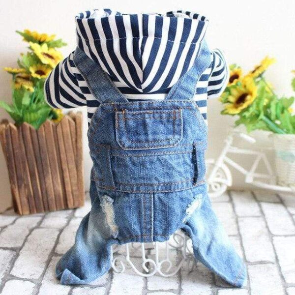 Frenchie World Shop Dog Clothing blue stripe / XL Spring striped / plaid jumpsuit