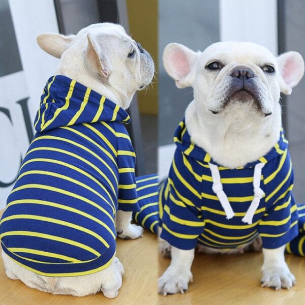 Frenchie World Shop Deep blue / XXL Spring Summer Dog Clothes Pet Matching Clothing for Dogs Coat Jacket Stripe Dog Hoodies French Bulldog Clothes Dogs Clothing