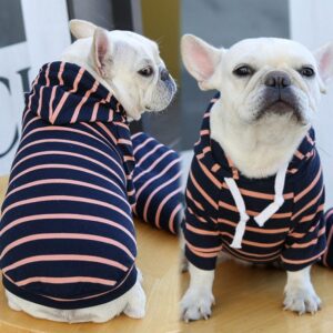 Frenchie World Shop Pink / XS Spring Summer Dog Clothes Pet Matching Clothing for Dogs Coat Jacket Stripe Dog Hoodies French Bulldog Clothes Dogs Clothing