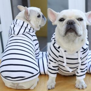 Frenchie World Shop White / XXL Spring Summer Dog Clothes Pet Matching Clothing for Dogs Coat Jacket Stripe Dog Hoodies French Bulldog Clothes Dogs Clothing