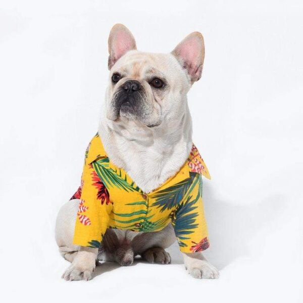 Frenchie World Shop YELLOW / L Spring Summer Hawaiian French Bulldog Shirt