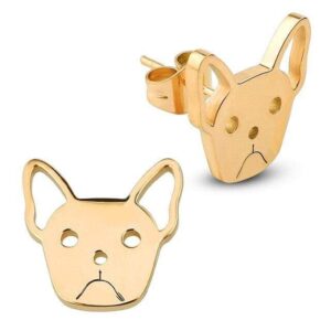 Frenchie World Shop Gold Stainless Steel French Bulldog Earrings
