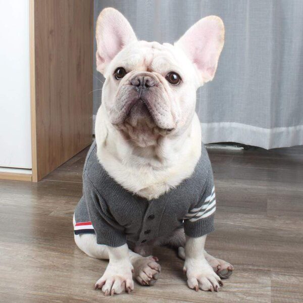 Frenchie World Shop Gray / XXL Striped Dog Cardigan