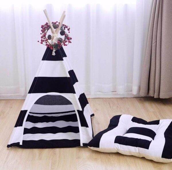 Frenchie World Shop Striped Dog Tent (with cushion)