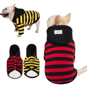 Frenchie World Shop Striped Hooded Dog Shirt by Frenchie World