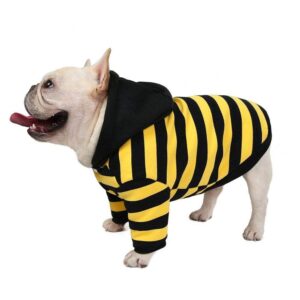 Frenchie World Shop Striped Hooded Dog Shirt by Frenchie World