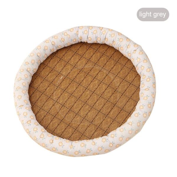 Frenchie World Shop Light grey circle / XL 76x61cm / United States Summer Dog Bed Cat Cushion Puppy Sleep Nest for Small Medium Large Dog Cat Ice Silk Cool Mat Pet Kennel Cooling Rattan Matress