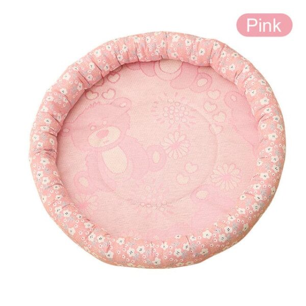 Frenchie World Shop Pink circle / XL 76x61cm / United States Summer Dog Bed Cat Cushion Puppy Sleep Nest for Small Medium Large Dog Cat Ice Silk Cool Mat Pet Kennel Cooling Rattan Matress