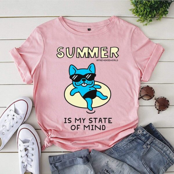 Printify T-Shirt Light Pink / S Summer French Bulldog Unisex T-Shirt