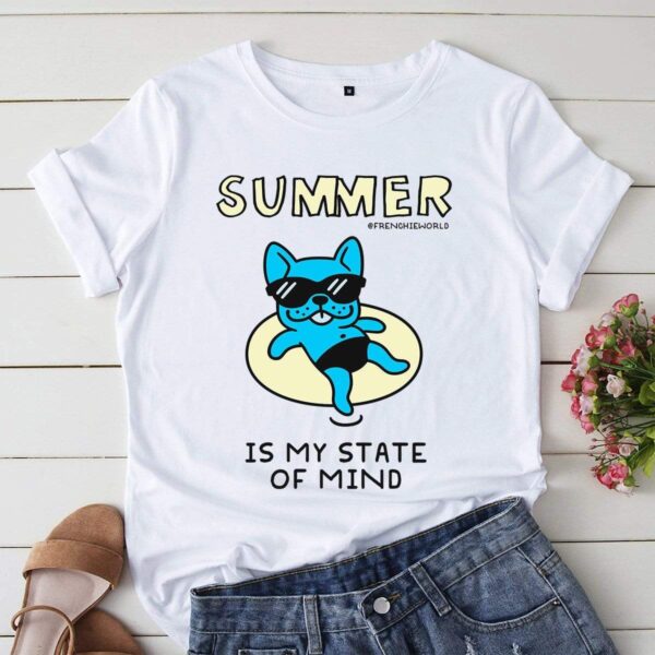 Printify T-Shirt White / S Summer French Bulldog Unisex T-Shirt