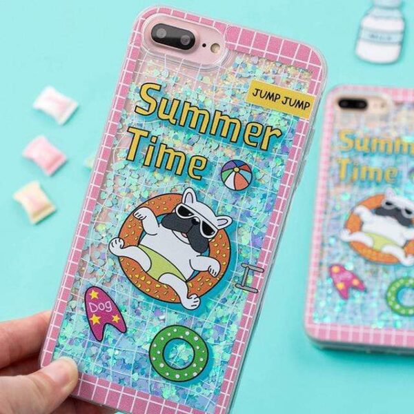 Frenchie World Shop Summer Time Liquid Quicksand iPhone Case