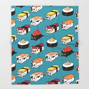 Frenchie World Shop Sushi Frenchie Throw Blankets 88" x 104" Blanket