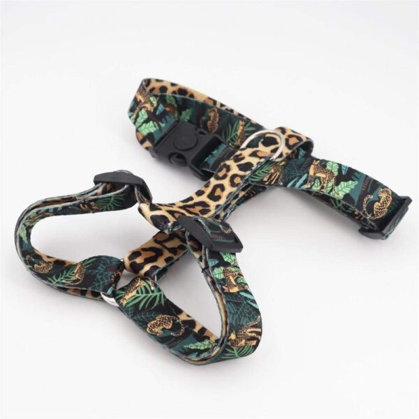 Frenchie World Shop Tropical Leopard French Bulldog Harness, Leash and Collar