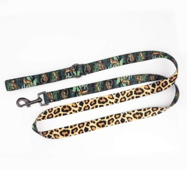 Frenchie World Shop leash / XL Tropical Leopard French Bulldog Harness, Leash and Collar