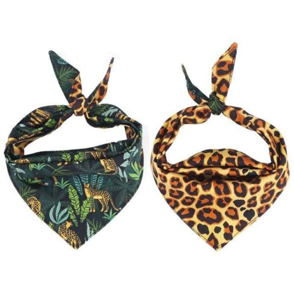 Frenchie World Shop reversible bandana / L Tropical Leopard French Bulldog Harness, Leash and Collar