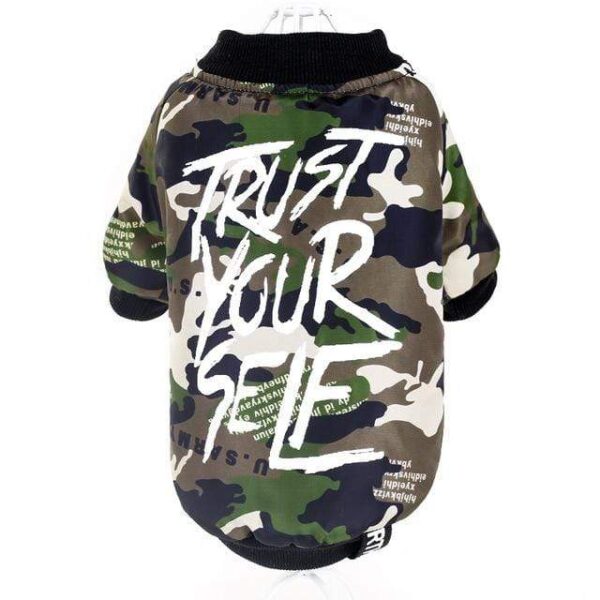 Frenchie World Shop Dog Clothing "Trust Yourself" Camo Spring Jacket