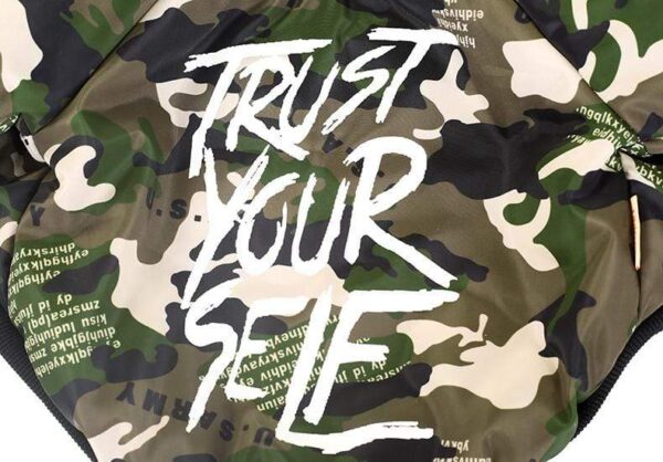 Frenchie World Shop Dog Clothing "Trust Yourself" Camo Spring Jacket