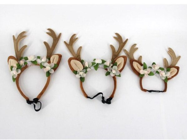 Frenchie World Shop Velvet Dog Elk Antler With Flowers