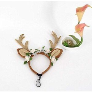 Frenchie World Shop Velvet Dog Elk Antler With Flowers